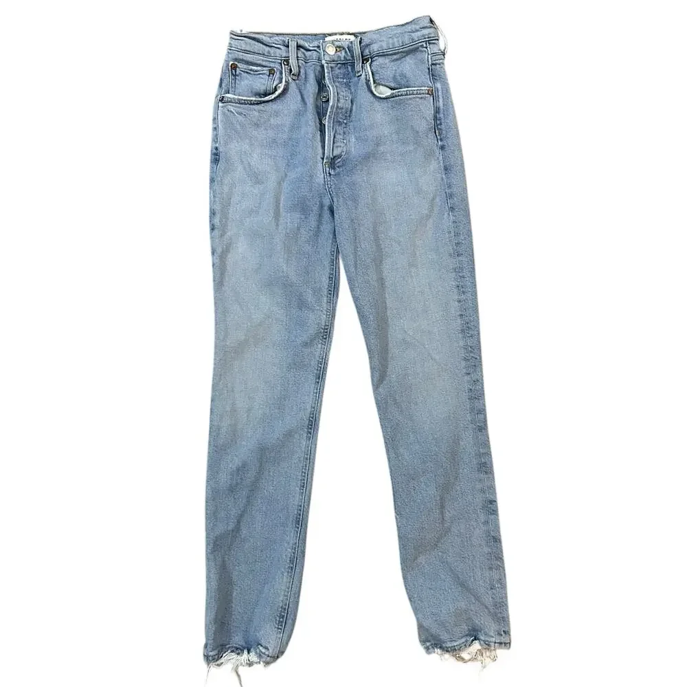 Agolde Riley Crop Jeans Women 25 High Rise Distressed Button Fly Organic Capsule
